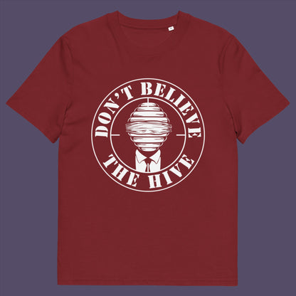 Burgundy t-shirt. In an ever increasing world of media influence and misinformation, can 'The Majority' no longer be trusted ? Don't get blinded by the hive minded. Support independent thought with this unique alternative t-shirt. Made from 100% organic ring-spun cotton, this social awareness t-shirt is unisex, high-quality, super comfy, and best of all, eco-friendly.