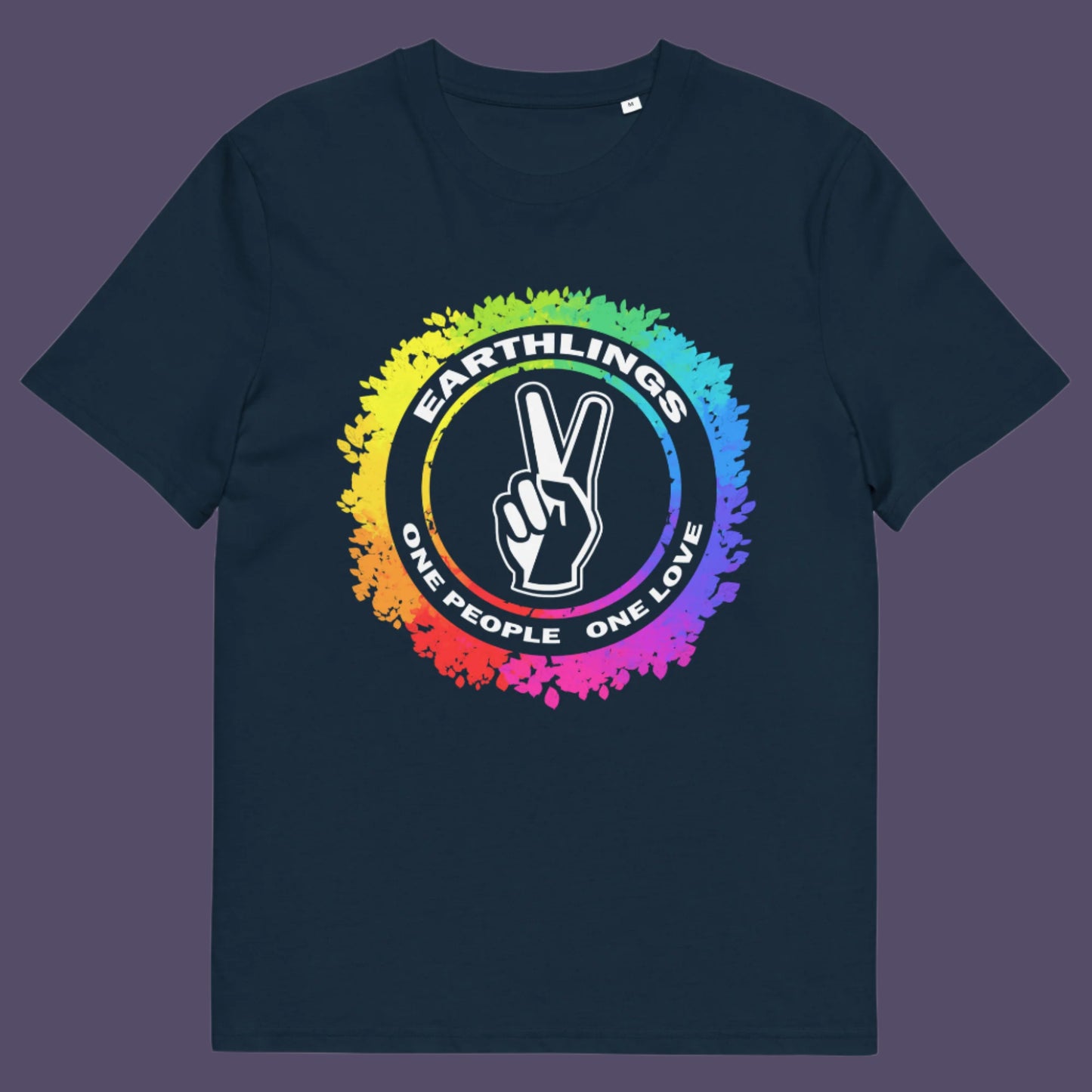 French navy t-shirt. This civil rights t shirt is LGTBQ+ friendly and anti-racism. We are all Earthlings and can live in peace and harmony if we put aside our prejudice and fear. This original design promotes social awareness and unity. Made from 100% organic ring-spun cotton, this gay t shirt design is unisex, high-quality, super comfy, and best of all, eco-friendly.