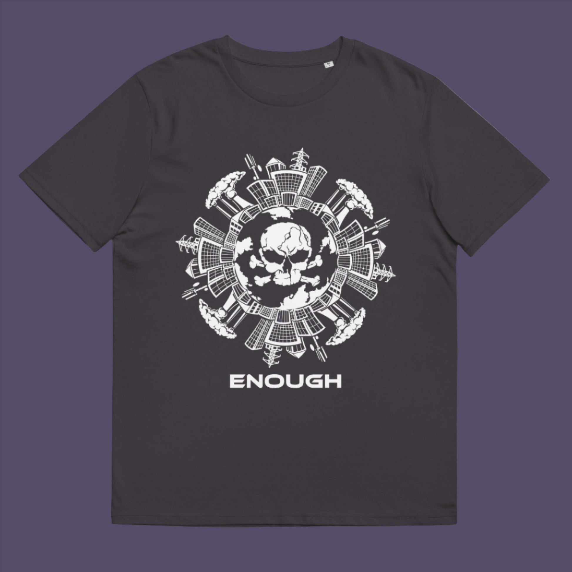 Anthracite t-shirt. An environmental t-shirt highlighting an overcrowding concern. This original design is for all nature lovers who think that enough is enough and don't want to live in a concrete jungle. Made from 100% organic ring-spun cotton, this social political t-shirt is unisex, high-quality, super comfy, and best of all, eco-friendly.