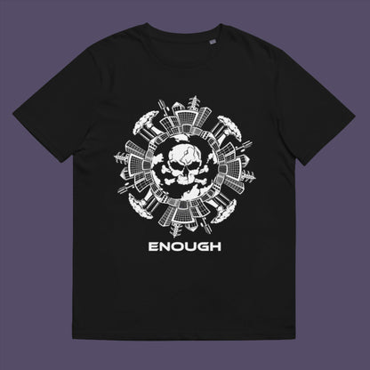 Black t-shirt. An environmental t-shirt highlighting an overcrowding concern. This original design is for all nature lovers who think that enough is enough and don't want to live in a concrete jungle. Made from 100% organic ring-spun cotton, this social political t-shirt is unisex, high-quality, super comfy, and best of all, eco-friendly.