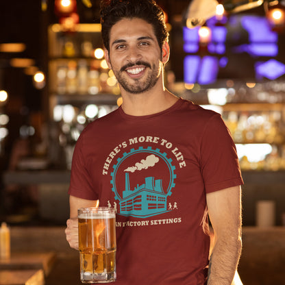 Man holding a beer mug in a bar wearing a red t-shirt with a graphic design. This self confidence t shirt promotes thinking outside the box. When schooling ends, education truly begins. Don't settle for state approved enlightenment, there's a whole world out there !! This design carries a message of personal growth and independent thinking. Only the dead stop learning. Made from 100% organic ring-spun cotton, this self worth t shirt is unisex, high quality, super comfy, and best of all, eco-friendly.