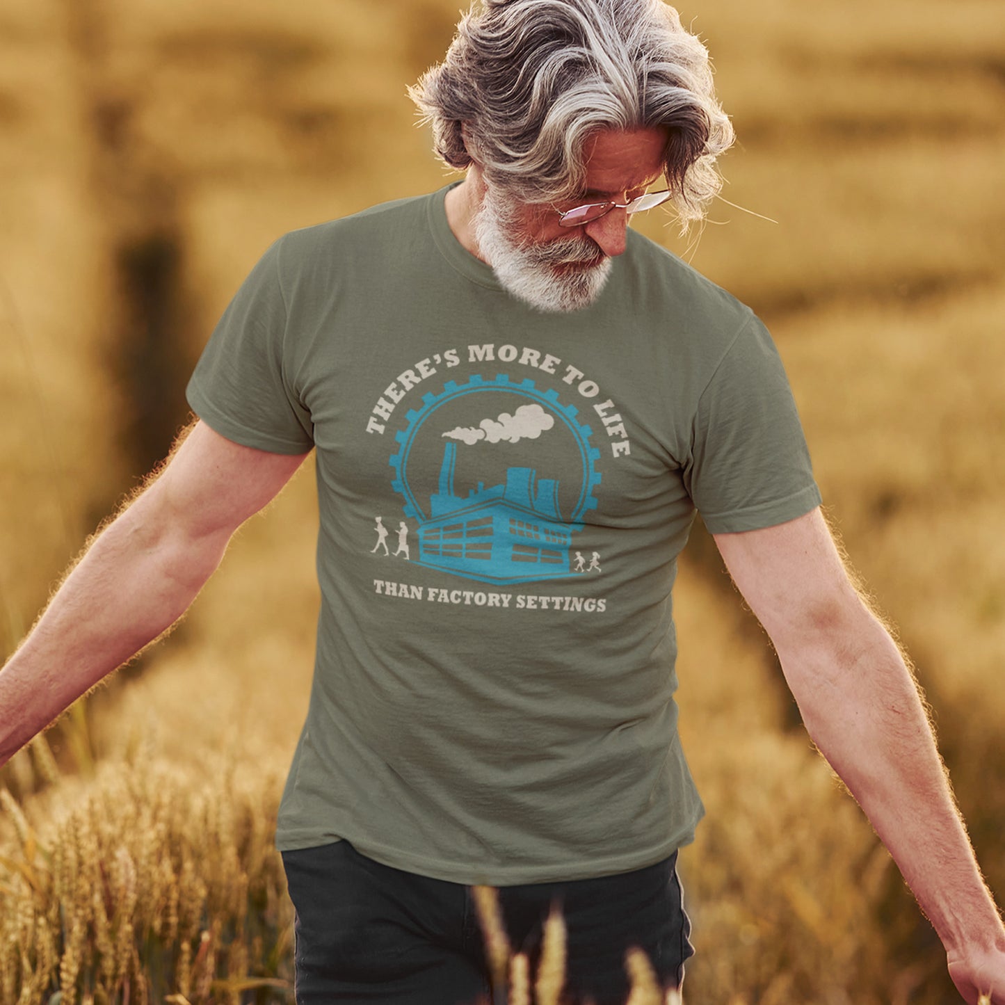 Man wearing a green t-shirt with a graphic and text in a field. This self confidence t shirt promotes thinking outside the box. When schooling ends, education truly begins. Don't settle for state approved enlightenment, there's a whole world out there !! This design carries a message of personal growth and independent thinking. Only the dead stop learning. Made from 100% organic ring-spun cotton, this self worth t shirt is unisex, high quality, super comfy, and best of all, eco-friendly.