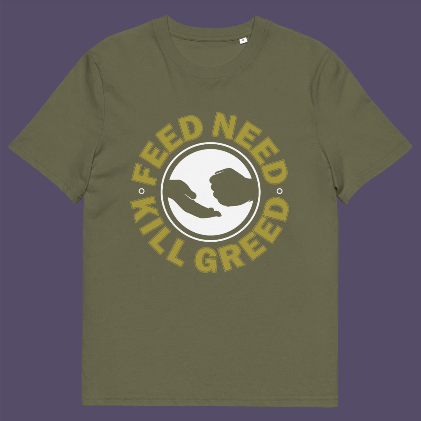 Khaki t-shirt. An anti government t shirt. At the root of most political corruption is the concentration of greed over need. Made from 100% organic ring-spun cotton, this dystopian t shirt design is unisex, high-quality, super comfy, and best of all, eco-friendly.