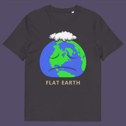Anthracite t-shirt. This funny conspiracy theory t-shirt plays on the idea of the earth being flat. Could it just be a little bored or depressed. Made from 100% organic ring-spun cotton, this funny flat earth theory t-shirt is unisex, high-quality, super comfy, and best of all, eco-friendly.