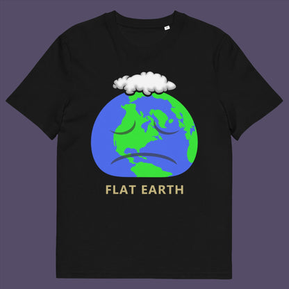 Black t-shirt. This funny conspiracy theorist t shirt plays on the idea of the earth being flat. Could it just be a little bored or depressed. Made from 100% organic ring-spun cotton, this funny flat earth conspiracy theory t shirt is unisex, high-quality, super comfy, and best of all, eco-friendly.