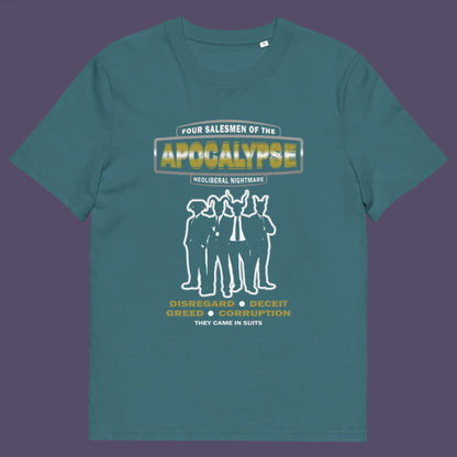 Stargazer t-shirt. A political t-shirt with a biblical undertone. A satirical design looking at how neoliberalism could bring on the downfall of civilised society and the form it will take. Made from 100% organic ring-spun cotton, this unisex political t-shirt is a total must-have. It's high-quality, super comfy, and best of all—eco-friendly.