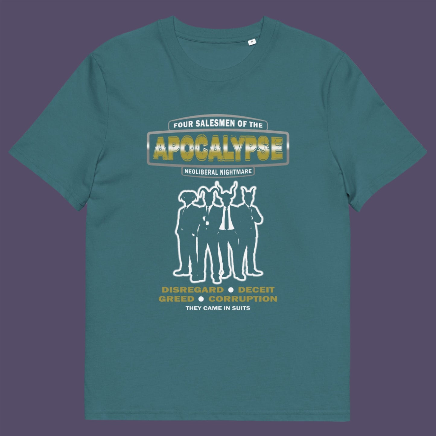 Stargazer t-shirt. An anti capitalism t shirt with a biblical undertone. A satirical design looking at how neoliberalism could bring on the downfall of civilised society and the form it will take. Made from 100% organic ring-spun cotton, this non conformist t shirt is a total must-have. It's high-quality, super comfy, and best of all—eco-friendly.