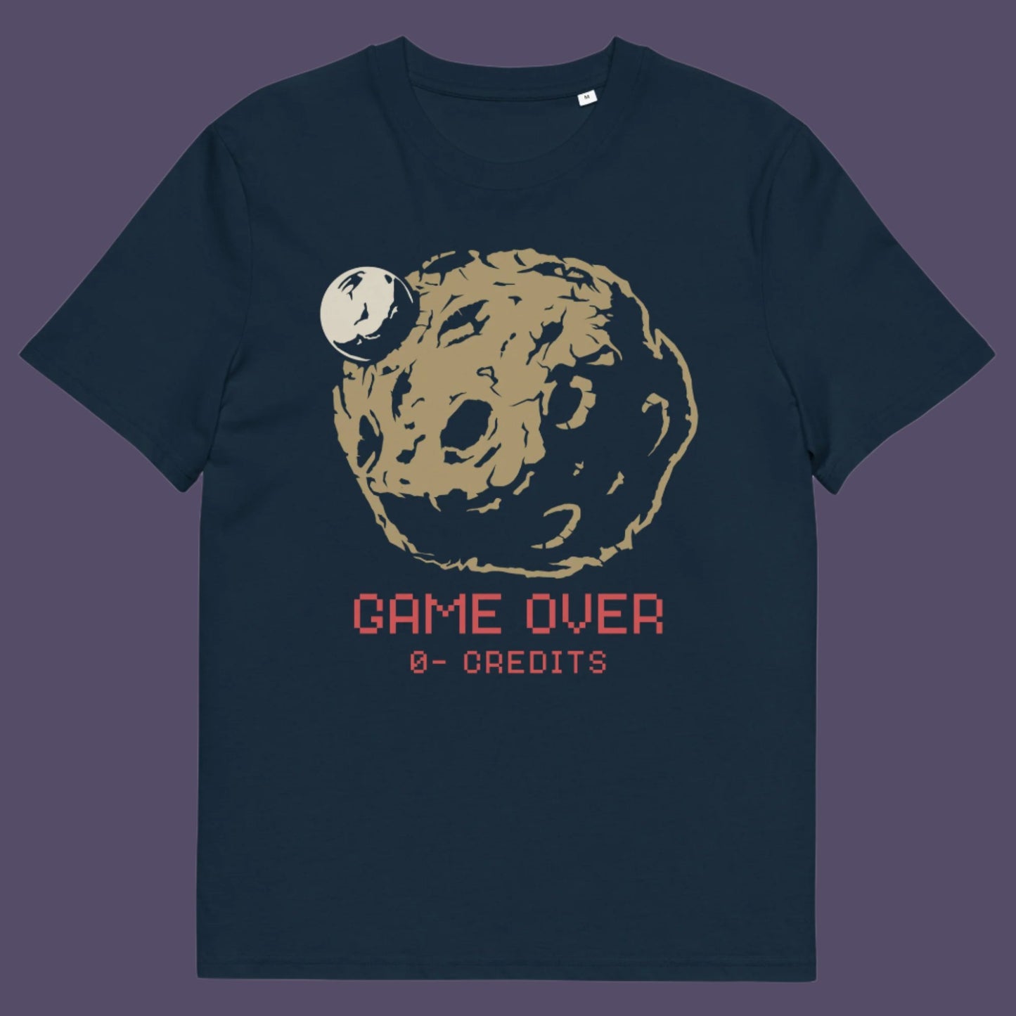 French navy t shirt. A save the earth t shirt design suggesting we are not taking our environmental issues seriously enough, and are treating it all like a game. The problem is that when this game ends, it ends. Planet and environmental concern for gamers and everybody else. Made from 100% organic ring-spun cotton, this save the earth t shirt is unisex, high-quality, super comfy, and best of all, eco-friendly.