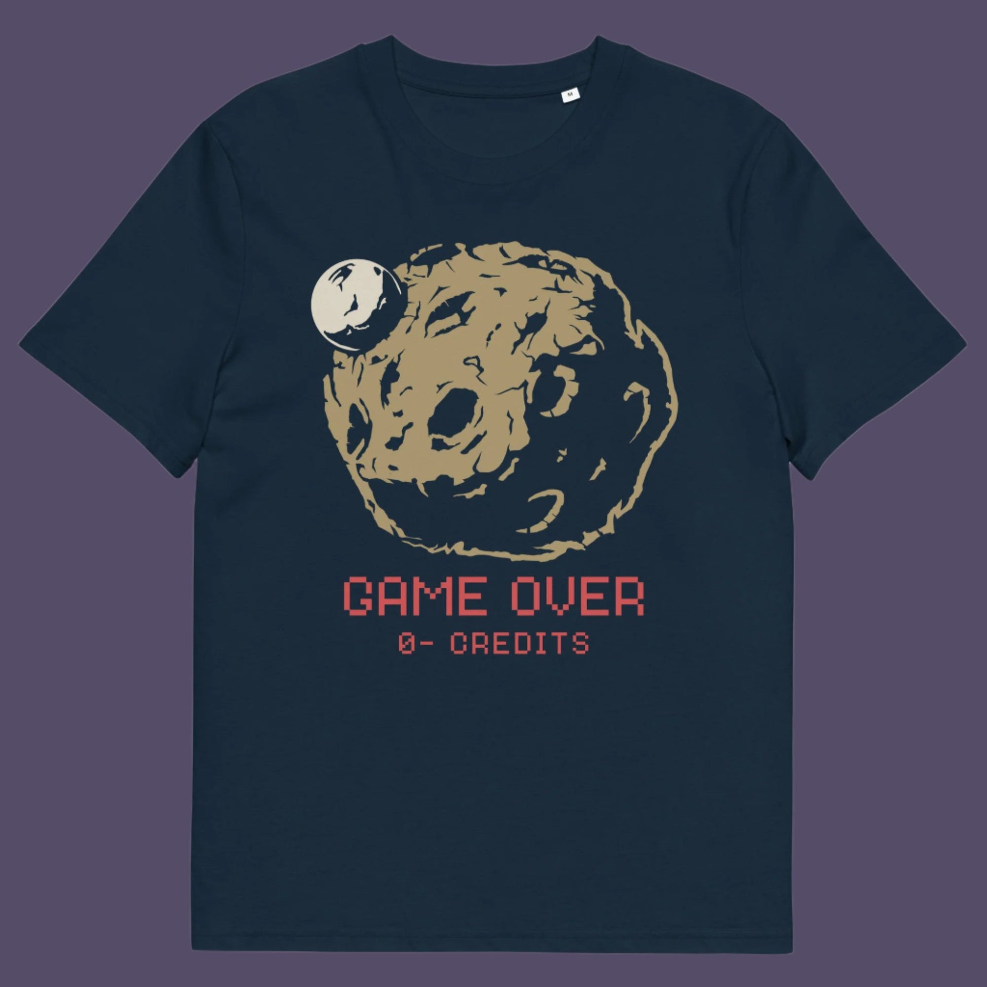 French navy t shirt. A save the earth t shirt design suggesting we are not taking our environmental issues seriously enough, and are treating it all like a game. The problem is that when this game ends, it ends. Planet and environmental concern for gamers and everybody else. Made from 100% organic ring-spun cotton, this save the earth t shirt is unisex, high-quality, super comfy, and best of all, eco-friendly.