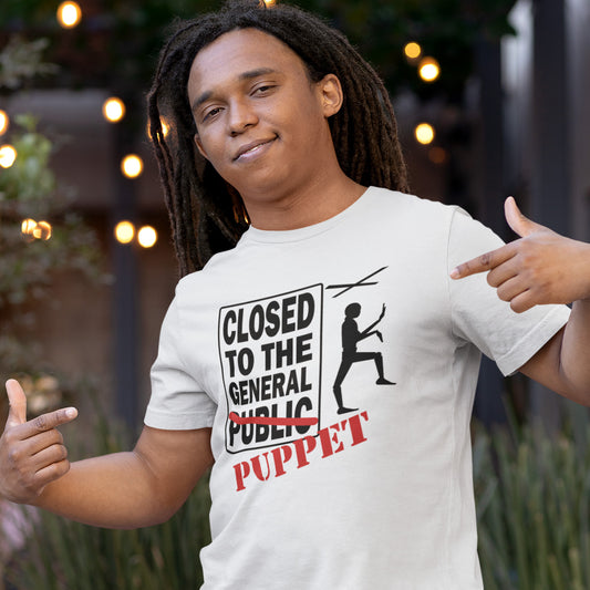 Person wearing a white t-shirt with a graphic and text, pointing to the shirt. this non conformist t shirt is for the anti-social alternative thinker who finds the general public a bit predictable and indoctrinated. Made from 100% organic ring-spun cotton, this social awareness t shirt is unisex, high-quality, super comfy, and best of all, eco-friendly.