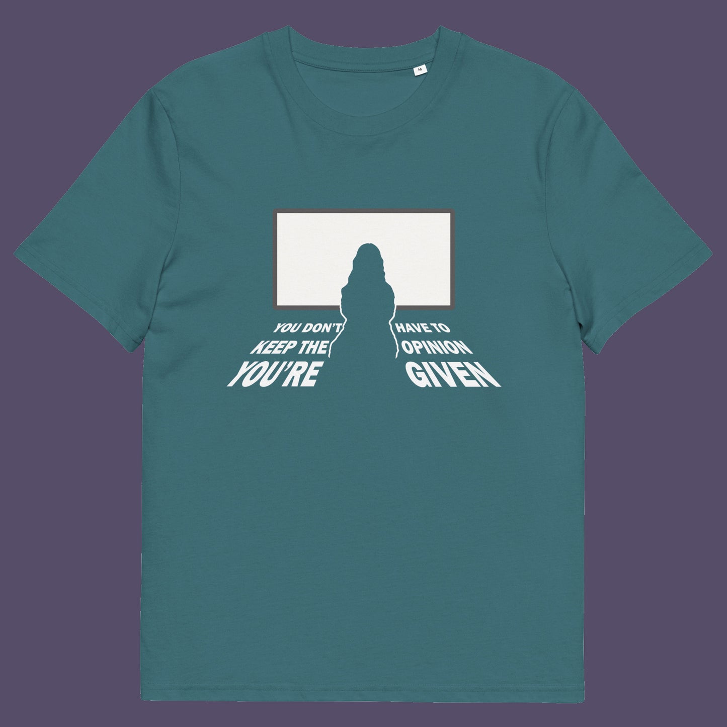 Stargazer t shirt. A non conformist t shirt design to promote self awareness. In a age of external influence. especially from mass media, lets not forget that you still own the right to investigate and form your own opinion. A design to promote independent thought and the need to think outside the box. Made from 100% organic ring-spun cotton, this self worth t shirt is unisex, high quality, super comfy, and best of all, eco-friendly.