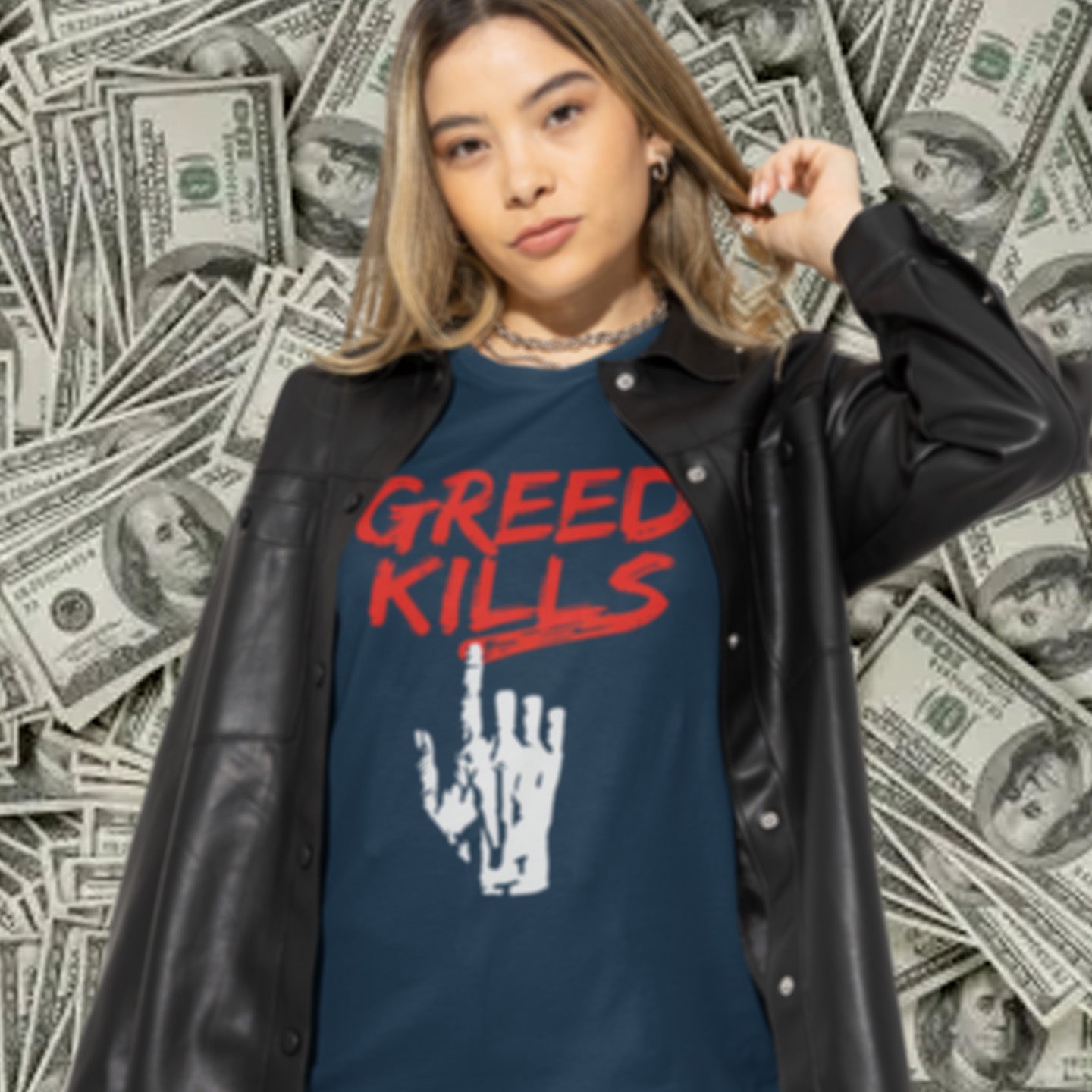 Greed seems to be a very slow creeping, strong holding virus that has been with us since the beginning of time, yet we still can't find a cure. Made from 100% organic ring-spun cotton, this unisex t-shirt is a total must-have. It's high-quality, super comfy, and best of all—eco-friendly.