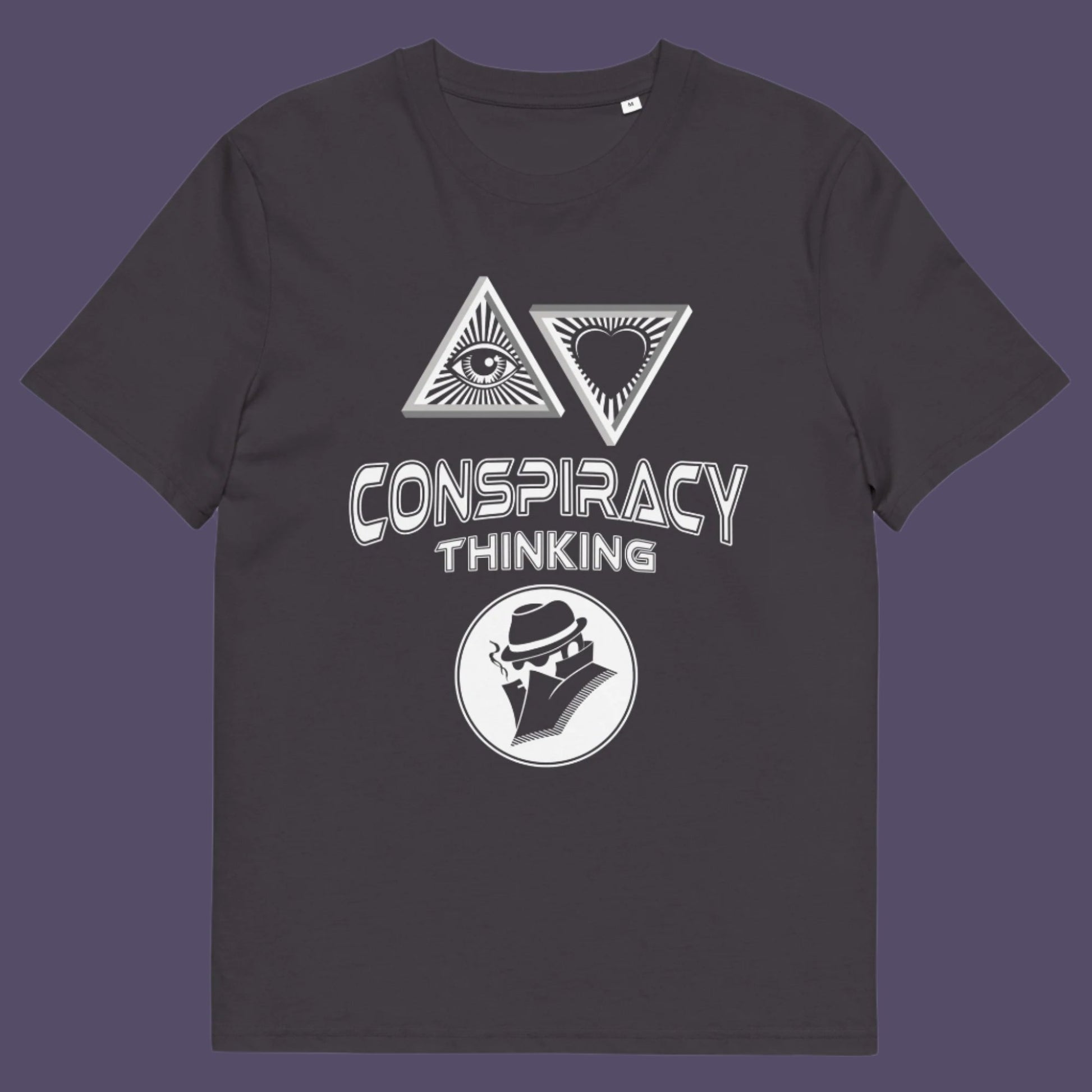 Anthracite t-shirt. A cryptic conspiracy theory t-shirt design for all of those conspiracy theory lovers out there who know it's more than a theory, it's a way of life. From Alien advocates or bigfoot believers to Cabal conspiracy theorists, an original design for all. Made from 100% organic ring-spun cotton, this conspiracy theory t-shirt is unisex, high-quality, super comfy, and best of all, eco-friendly.
