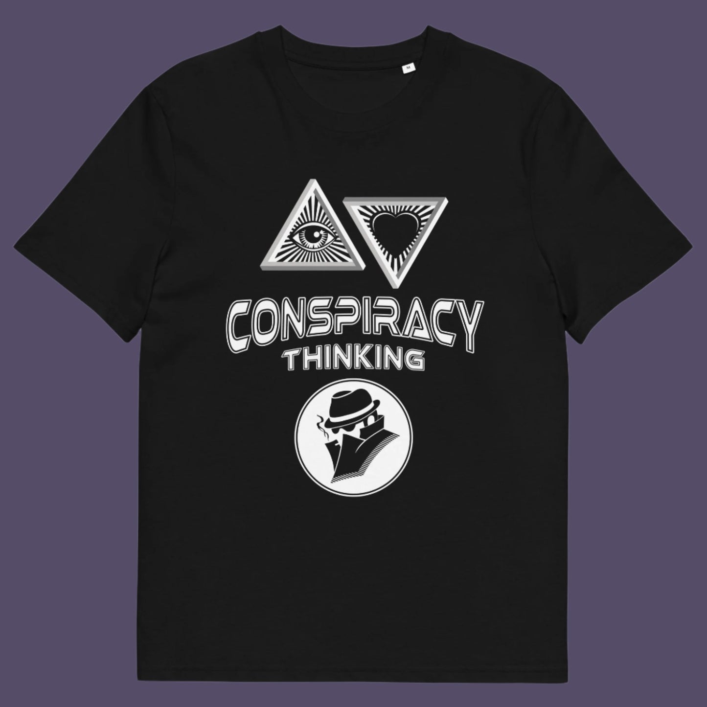 Black t-shirt. A cryptic conspiracy theory t-shirt design for all of those conspiracy theory lovers out there who know it's more than a theory, it's a way of life. From Alien advocates or bigfoot believers to Cabal conspiracy theorists, an original design for all. Made from 100% organic ring-spun cotton, this conspiracy theory t-shirt is unisex, high-quality, super comfy, and best of all, eco-friendly.