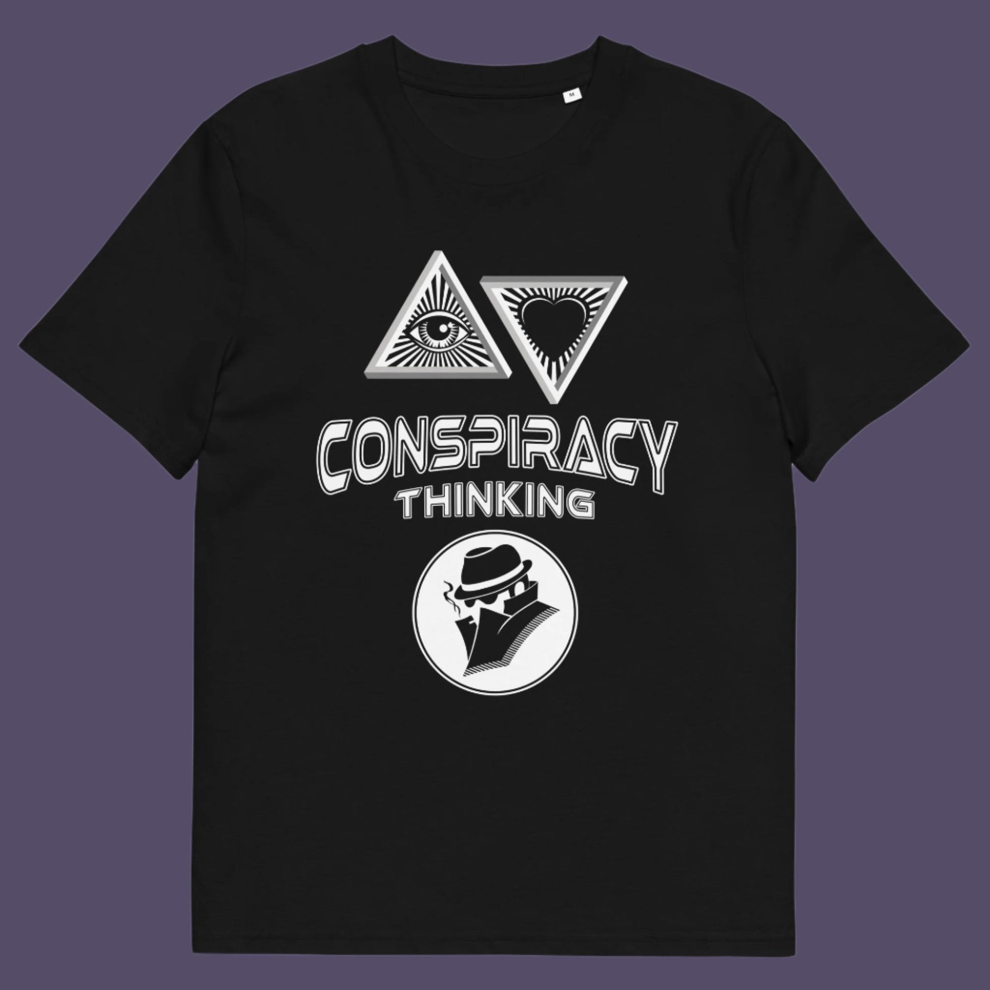 Black t-shirt. A cryptic conspiracy theory t-shirt design for all of those conspiracy theory lovers out there who know it's more than a theory, it's a way of life. From Alien advocates or bigfoot believers to Cabal conspiracy theorists, an original design for all. Made from 100% organic ring-spun cotton, this conspiracy theory t-shirt is unisex, high-quality, super comfy, and best of all, eco-friendly.