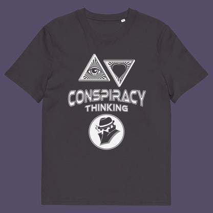 Anthracite t-shirt. A cryptic conspiracy theory t-shirt design for all of those conspiracy theory lovers out there who know it's more than a theory, it's a way of life. From Alien advocates or bigfoot believers to Cabal conspiracy theorists, an original design for all. Made from 100% organic ring-spun cotton, this conspiracy theory t-shirt is unisex, high-quality, super comfy, and best of all, eco-friendly.