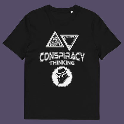 Black t-shirt. A cryptic conspiracy theory t-shirt design for all of those conspiracy theory lovers out there who know it's more than a theory, it's a way of life. From Alien advocates or bigfoot believers to Cabal conspiracy theorists, an original design for all. Made from 100% organic ring-spun cotton, this conspiracy theory t-shirt is unisex, high-quality, super comfy, and best of all, eco-friendly.