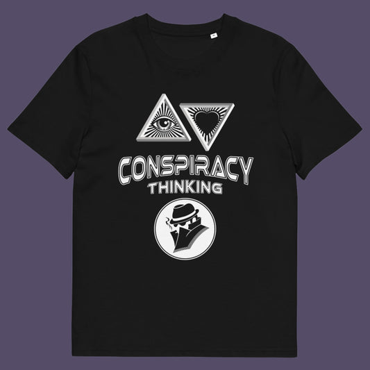 Black t-shirt. A cryptic conspiracy theory t-shirt design for all of those conspiracy theory lovers out there who know it's more than a theory, it's a way of life. From Alien advocates or bigfoot believers to Cabal conspiracy theorists, an original design for all. Made from 100% organic ring-spun cotton, this conspiracy theory t-shirt is unisex, high-quality, super comfy, and best of all, eco-friendly.