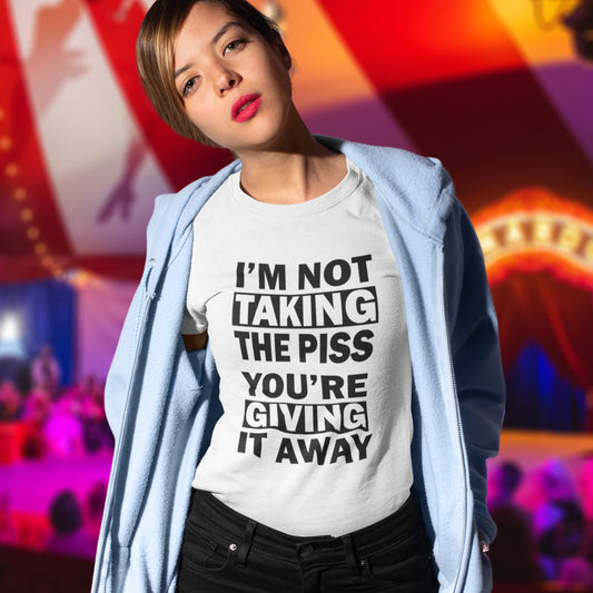 A light hearted banter between friends ...... " No offence intended mate ". Made from 100% organic ring-spun cotton, this unisex t-shirt is a total must-have. It's high-quality, super comfy, and best of all—eco-friendly. 
