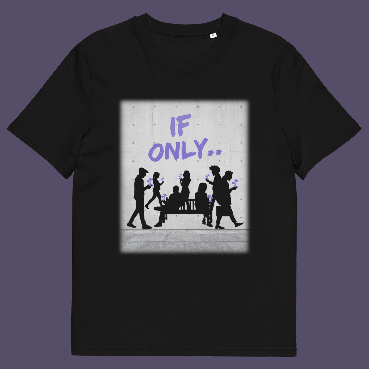 Black t shirt. An anti mobile phone abuse t shirt in a stencil graffiti art design. Wouldn't it be a better world if people had something more mind expanding to be obsessed with other than a mobile phone. Made from 100% organic ring-spun cotton, this anti mobile phone abuse t shirt is unisex, high-quality, super comfy, and best of all, eco-friendly.