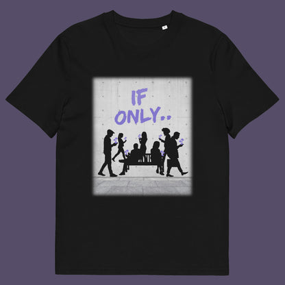 Black t shirt. An anti mobile phone abuse t shirt in a stencil graffiti art design. Wouldn't it be a better world if people had something more mind expanding to be obsessed with other than a mobile phone. Made from 100% organic ring-spun cotton, this anti mobile phone abuse t shirt is unisex, high-quality, super comfy, and best of all, eco-friendly.