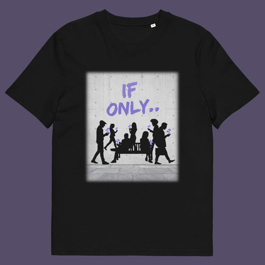 Black t shirt. An anti mobile phone abuse t shirt in a stencil graffiti art design. Wouldn't it be a better world if people had something more mind expanding to be obsessed with other than a mobile phone. Made from 100% organic ring-spun cotton, this anti mobile phone abuse t shirt is unisex, high-quality, super comfy, and best of all, eco-friendly.