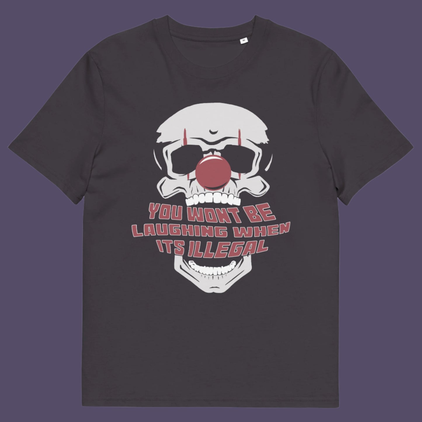 Anthracite t shirt. This civil liberties t shirt opposes too much government power. A satirical view of the ever increasing control and suppression of diversity. A unique urban art t shirt design, ideal for everyone who believes that fear based political policies are squeezing the fun out of life and killing the essence of society ? Made from 100% organic ring-spun cotton, these funny activist t shirts are unisex, high-quality, super comfy, and best of all, eco-friendly.