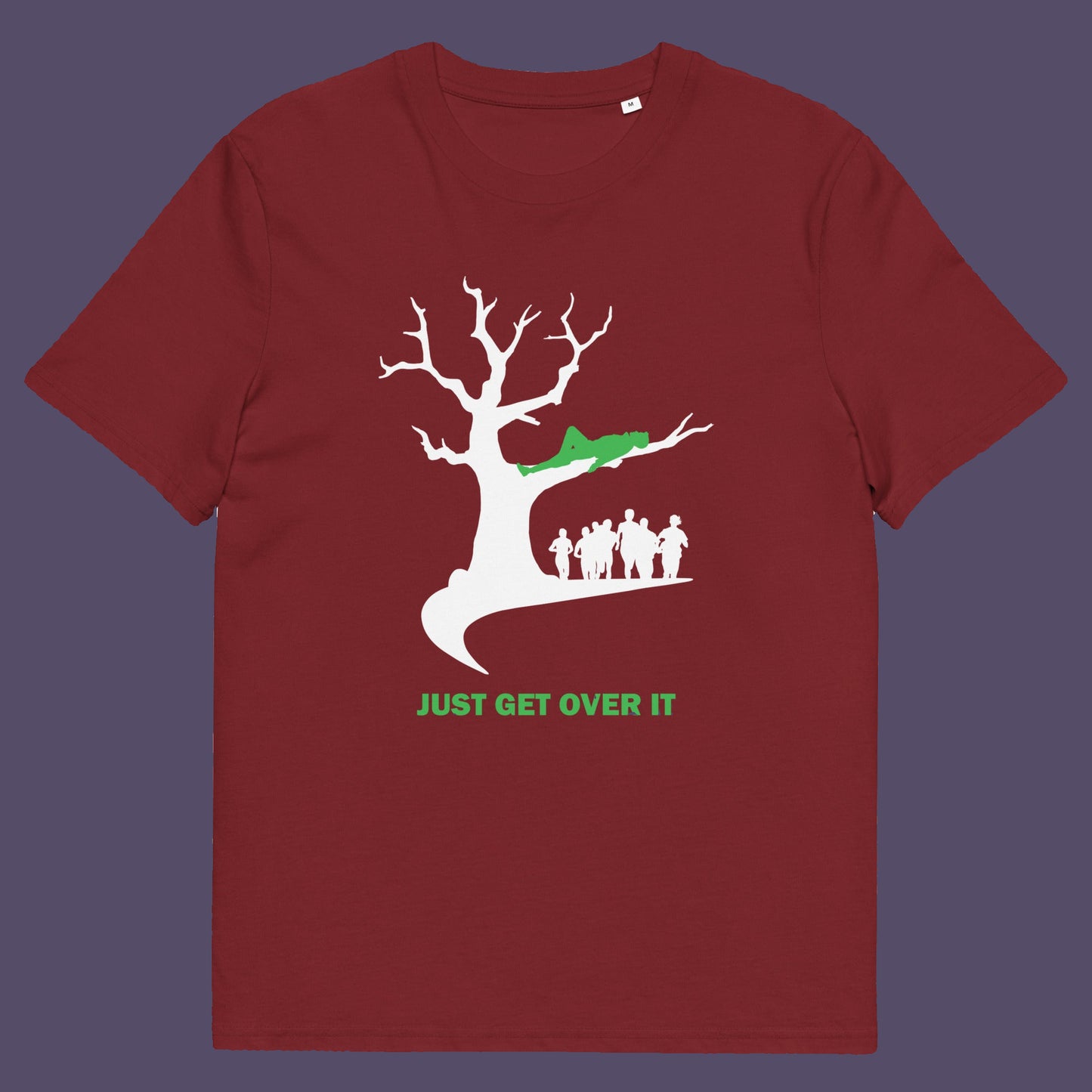 Burgundy t-shirt. This sarcastic motivational t-shirt design is for everyone who doesn't need a motivational one liner to find their pace of life. Made from 100% organic ring-spun cotton, this underground stencil art t-shirt is unisex, high-quality, super comfy, and best of all, eco-friendly.