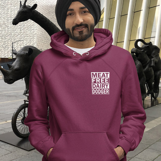 Never mind 'Plant-based' as a new label for vegan . This is straight off the streets of East London. Comfortable and practical. It's extra soft and has a convenient front pouch pocket. Made from organic cotton and recycled polyester, this plant based hoodie is a great eco-friendly choice.