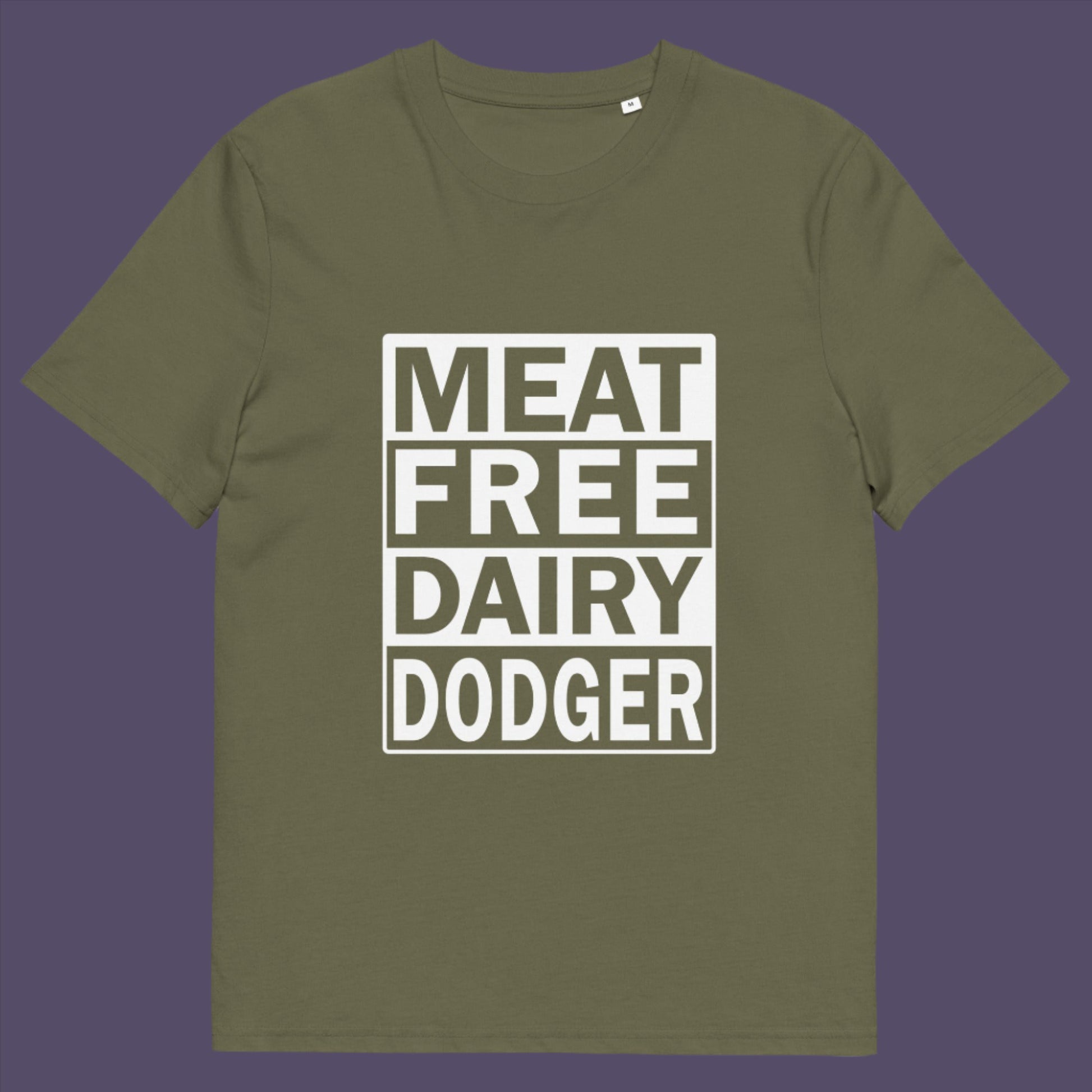 Khaki t-shirt. A vegan meat free t shirt promoting a witty alternative to the 'vegan' label. Never mind 'plant based' as a new label for vegan . This is straight off the streets of East London. Made from 100% organic ring-spun cotton, this vegan dairy free t shirt is unisex, high-quality, super comfy, and best of all, eco-friendly.