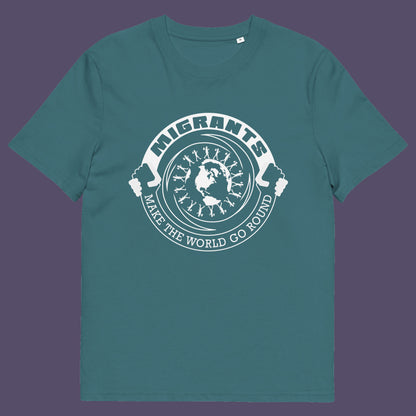 Stargazer t shirt. An anti racism t shirt showing support for migrants. If you believe that migrants help keep the gene pool fresh and encourage culture growth, or just believe there should be no borders, this migrant rights t shirt is for you. Made from 100% organic ring-spun cotton, this anti racism t shirt is unisex, high-quality, super comfy, and best of all, eco-friendly.