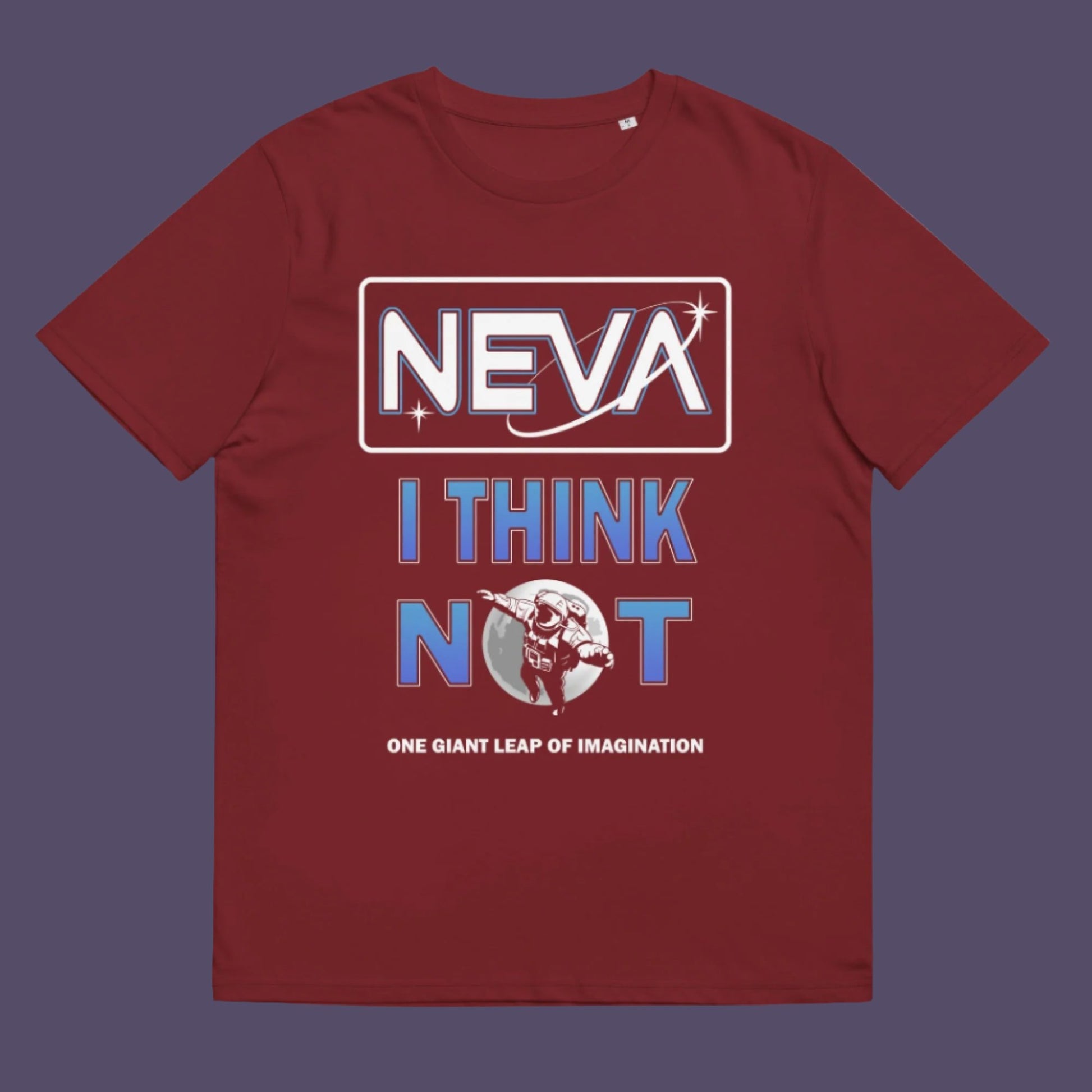 Burgundy t-shirt. A conspiracy theory t-shirt design for all you die hard moon landing sceptics out there. Made from 100% organic ring-spun cotton, this witty conspiracy theory t-shirt is unisex, high-quality, super comfy, and best of all, eco-friendly.