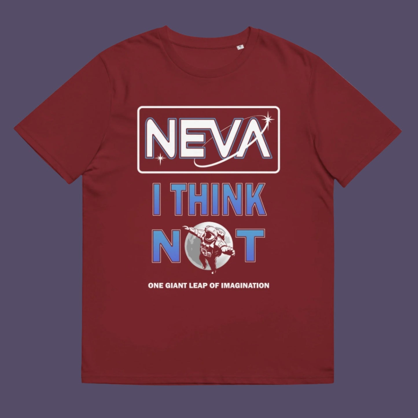Burgundy t-shirt. A conspiracy theory t-shirt design for all you die hard moon landing sceptics out there. Made from 100% organic ring-spun cotton, this witty conspiracy theory t-shirt is unisex, high-quality, super comfy, and best of all, eco-friendly.