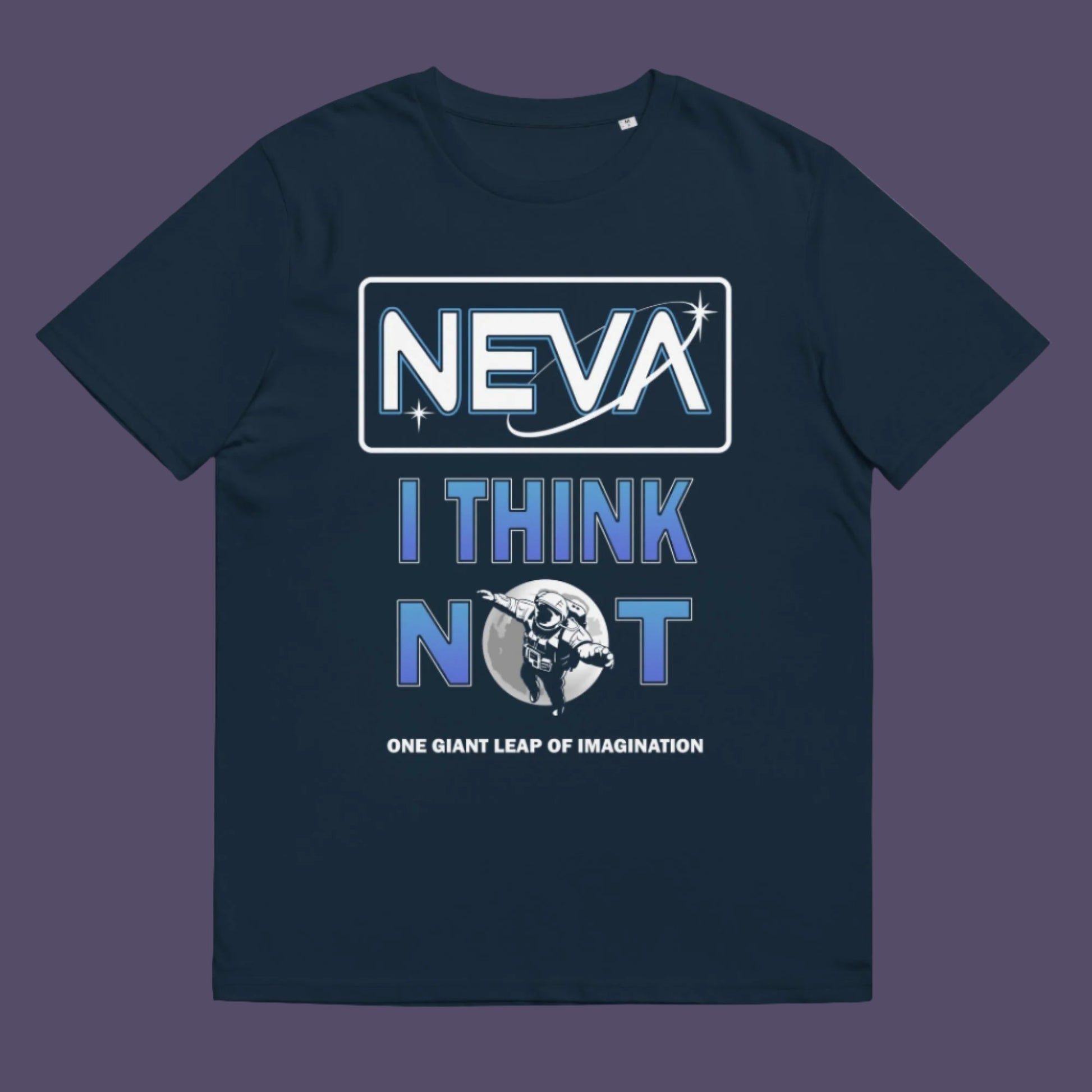 French navy t-shirt. A conspiracy theory t-shirt design for all you die hard moon landing sceptics out there. Made from 100% organic ring-spun cotton, this witty conspiracy theory t-shirt is unisex, high-quality, super comfy, and best of all, eco-friendly.