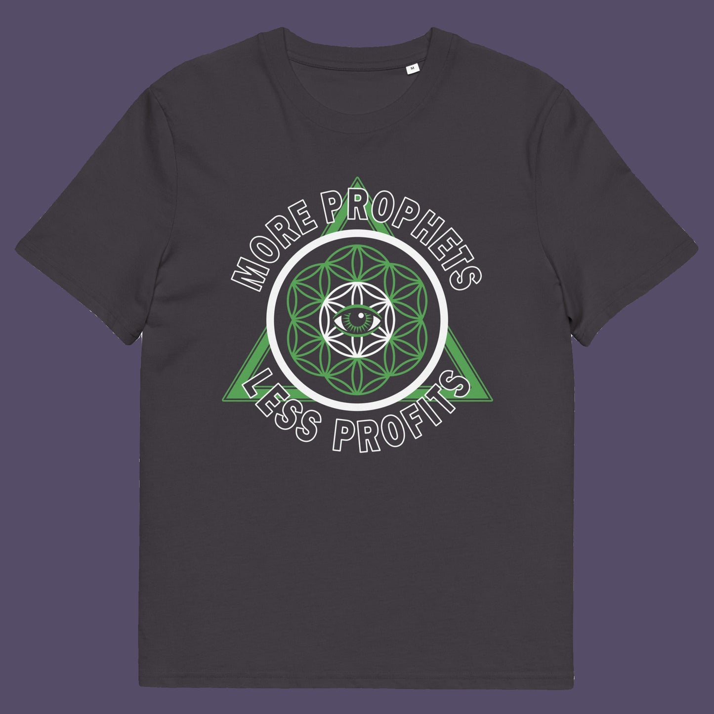 Anthracite t shirt. This anti capitalism t shirt suggests we are following the wrong kind of profit. Society will never advance as a whole through greed but could really benefit from some ethical guidance. Made from 100% organic ring-spun cotton, this anti capitalist t shirt is unisex, high quality, super comfy, and best of all, eco-friendly.