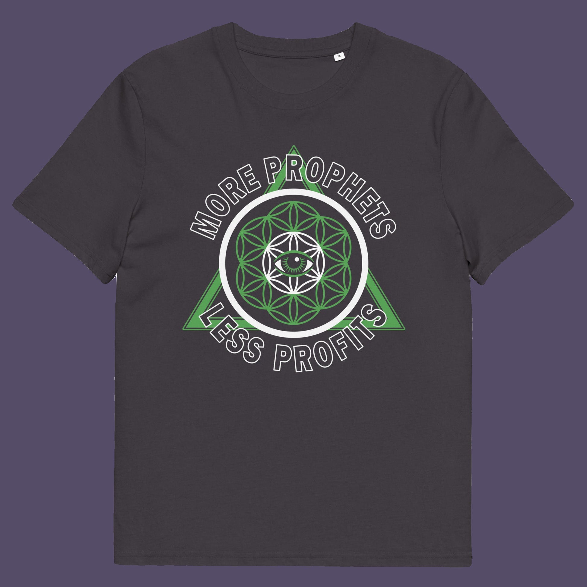 Anthracite t shirt. This anti capitalism t shirt suggests we are following the wrong kind of profit. Society will never advance as a whole through greed but could really benefit from some ethical guidance. Made from 100% organic ring-spun cotton, this anti capitalist t shirt is unisex, high quality, super comfy, and best of all, eco-friendly.