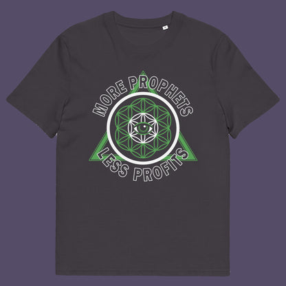 Anthracite t shirt. This anti capitalism t shirt suggests we are following the wrong kind of profit. Society will never advance as a whole through greed but could really benefit from some ethical guidance. Made from 100% organic ring-spun cotton, this anti capitalist t shirt is unisex, high quality, super comfy, and best of all, eco-friendly.