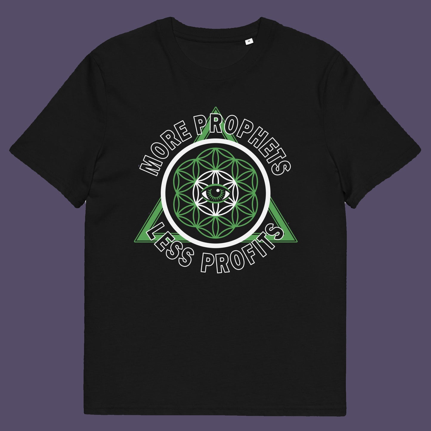 Black t shirt. This anti capitalism t shirt suggests we are following the wrong kind of profit. Society will never advance as a whole through greed but could really benefit from some ethical guidance. Made from 100% organic ring-spun cotton, this anti capitalist t shirt is unisex, high quality, super comfy, and best of all, eco-friendly.