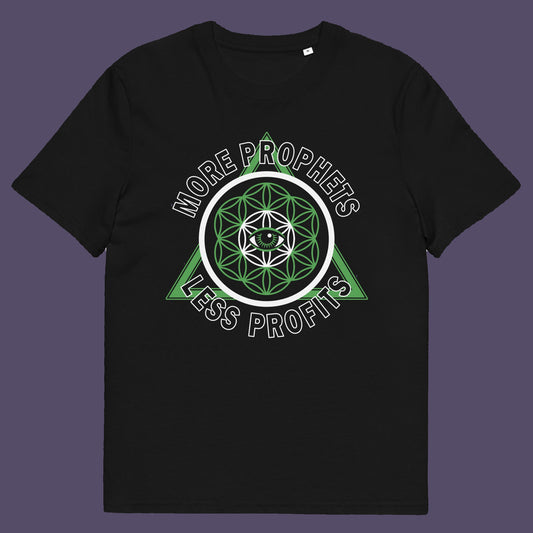Black t shirt. This anti capitalism t shirt suggests we are following the wrong kind of profit. Society will never advance as a whole through greed but could really benefit from some ethical guidance. Made from 100% organic ring-spun cotton, this anti capitalist t shirt is unisex, high quality, super comfy, and best of all, eco-friendly.