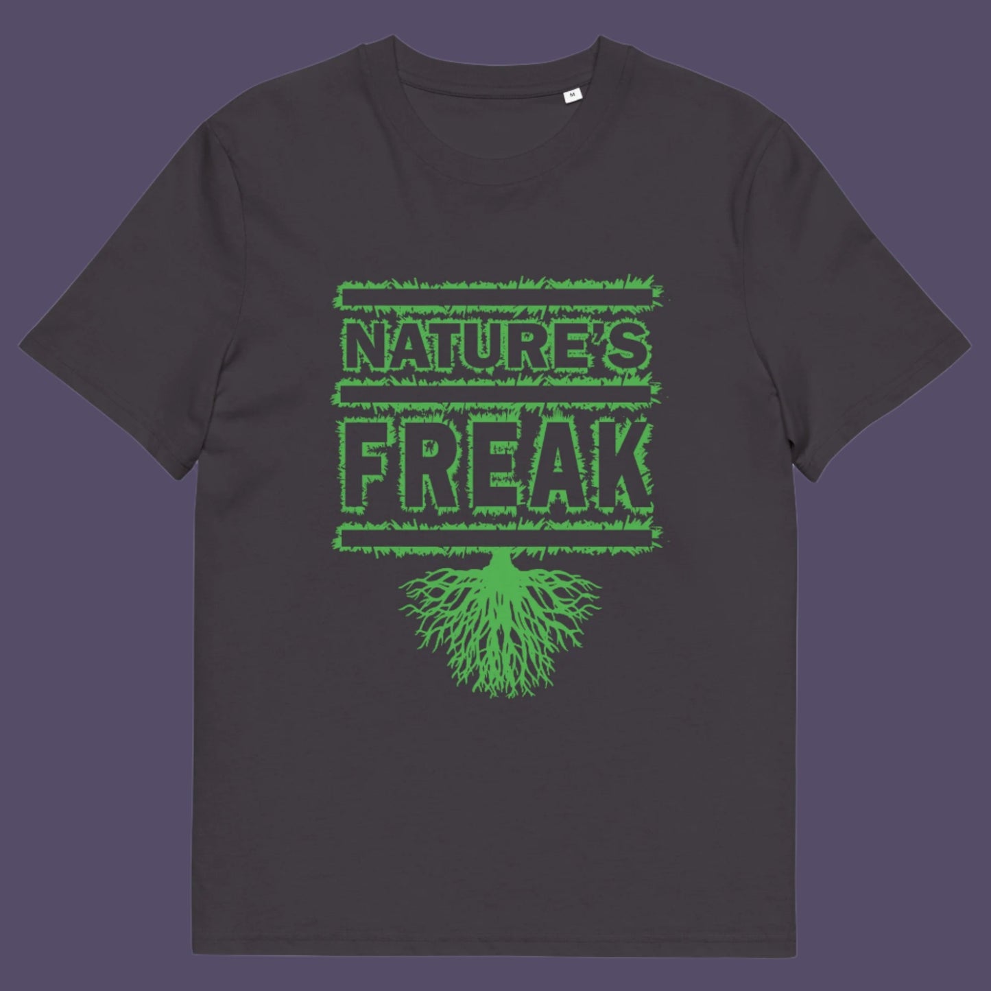Anthracite t shirt. A protect the planet t shirt design for all children of nature who are proud to be part of a beautiful eco system. This stencil graffiti t shirt is ideal if you believe you are surrounded by freaks of nature while feeling like one of nature's freaks. Made from 100% organic ring-spun cotton, this nature lover t shirt is unisex, high-quality, super comfy, and best of all, eco-friendly.