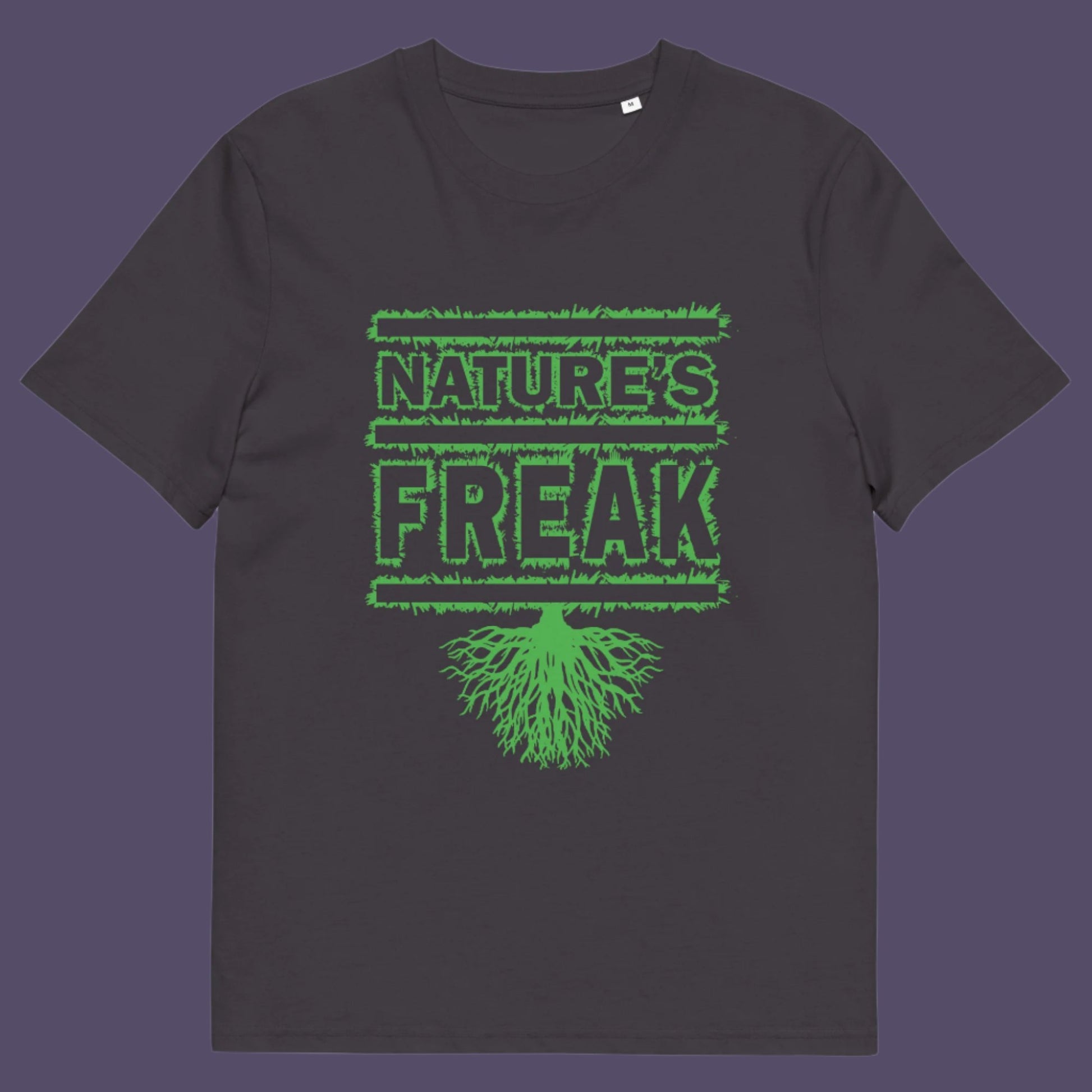 Anthracite t shirt. A protect the planet t shirt design for all children of nature who are proud to be part of a beautiful eco system. This stencil graffiti t shirt is ideal if you believe you are surrounded by freaks of nature while feeling like one of nature's freaks. Made from 100% organic ring-spun cotton, this nature lover t shirt is unisex, high-quality, super comfy, and best of all, eco-friendly.