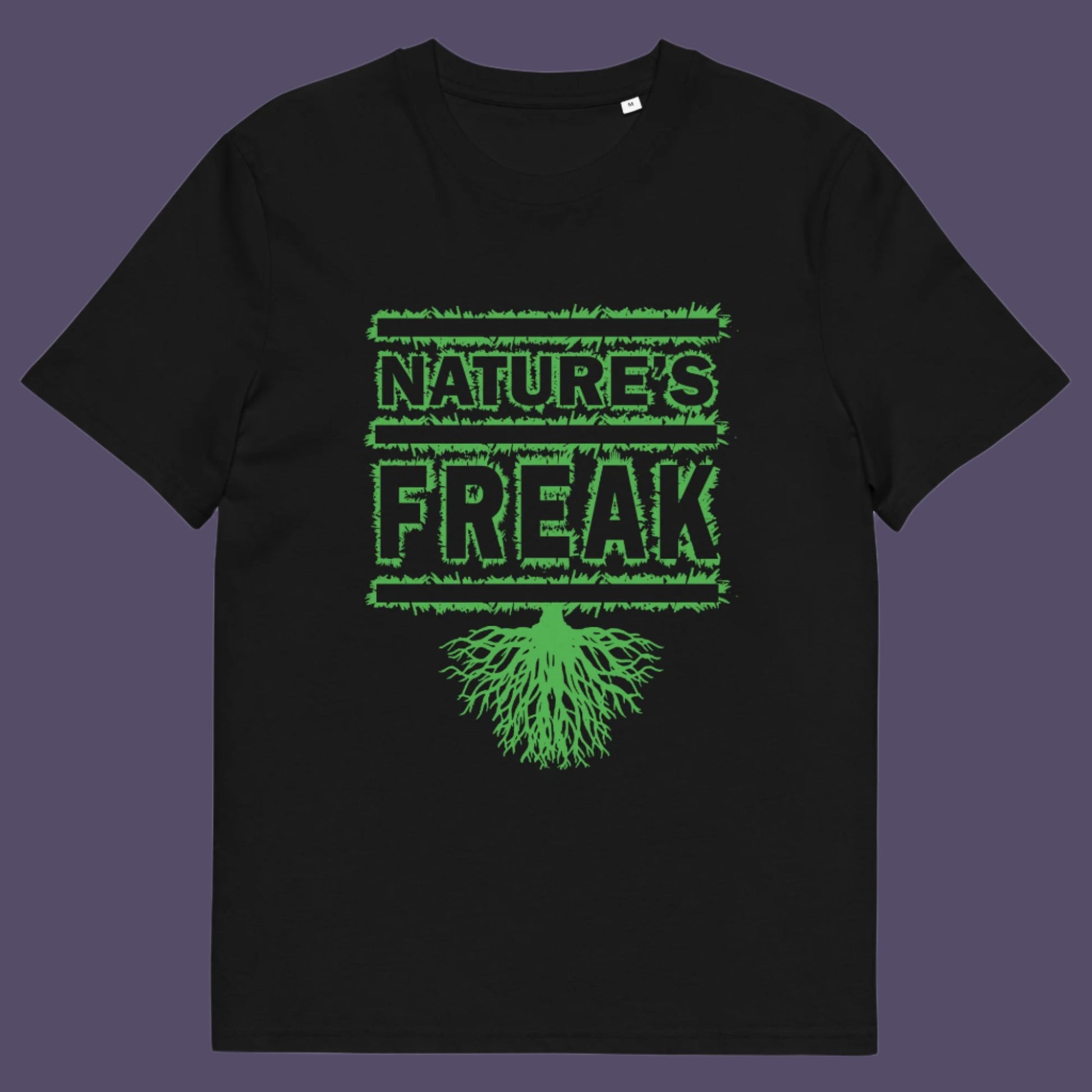 Black t shirt. A protect the planet t shirt design for all children of nature who are proud to be part of a beautiful eco system. This stencil graffiti t shirt is ideal if you believe you are surrounded by freaks of nature while feeling like one of nature's freaks. Made from 100% organic ring-spun cotton, this nature lover t shirt is unisex, high-quality, super comfy, and best of all, eco-friendly.