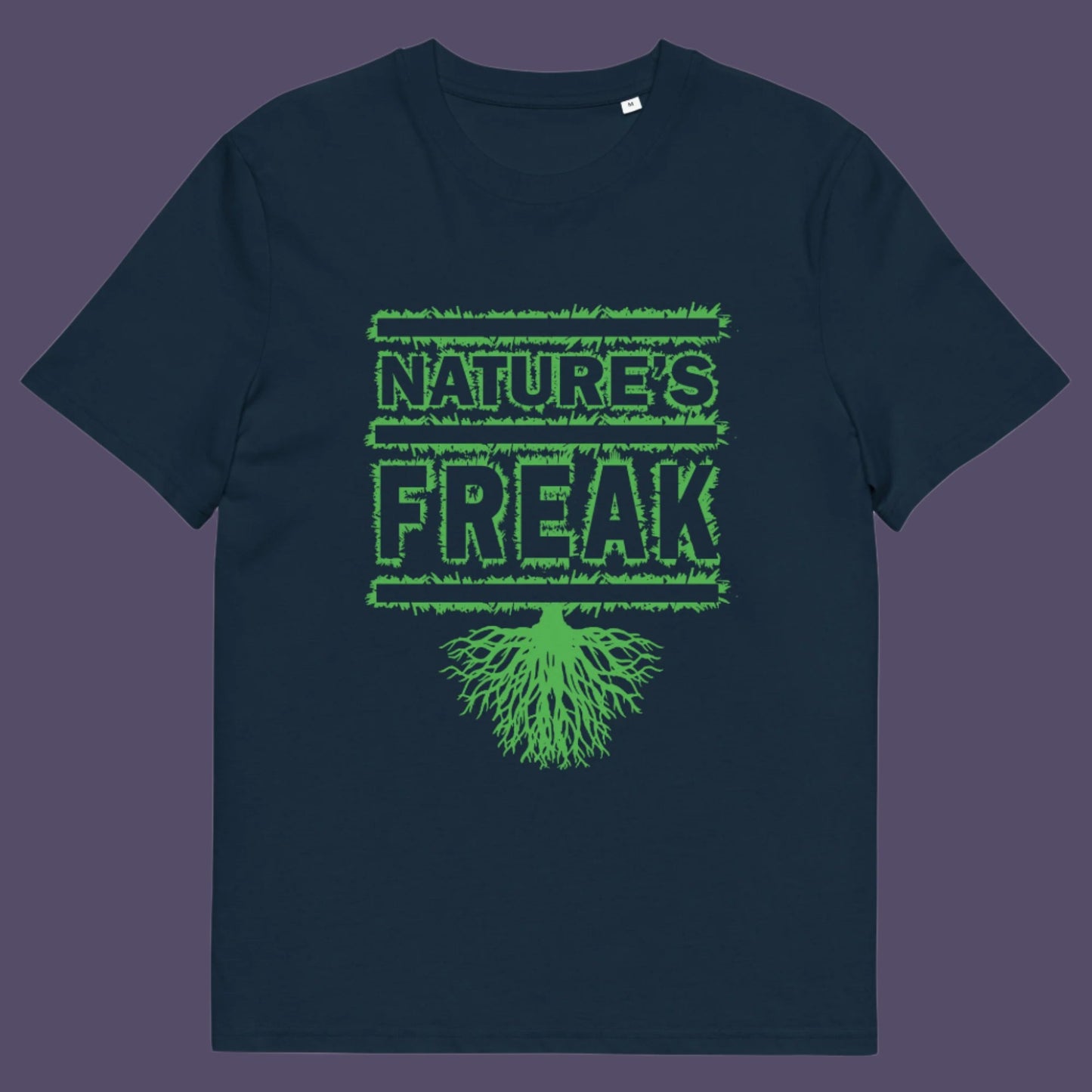 French navy t shirt. A protect the planet t shirt design for all children of nature who are proud to be part of a beautiful eco system. This stencil graffiti t shirt is ideal if you believe you are surrounded by freaks of nature while feeling like one of nature's freaks. Made from 100% organic ring-spun cotton, this nature lover t shirt is unisex, high-quality, super comfy, and best of all, eco-friendly.