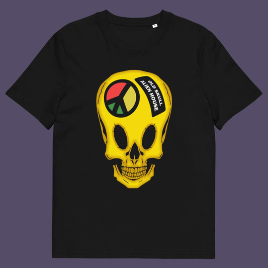 Black t shirt. A twisted 90's acid house t shirt design. You would be forgiven for having a fuzzy memory of the 90's if you were involved in the rave scene. An old skool acid house design for people who think outside the box and love aliens. Made from 100% organic ring-spun cotton, this funny 90's acid house t shirt is unisex, high-quality, super comfy, and best of all, eco-friendly.