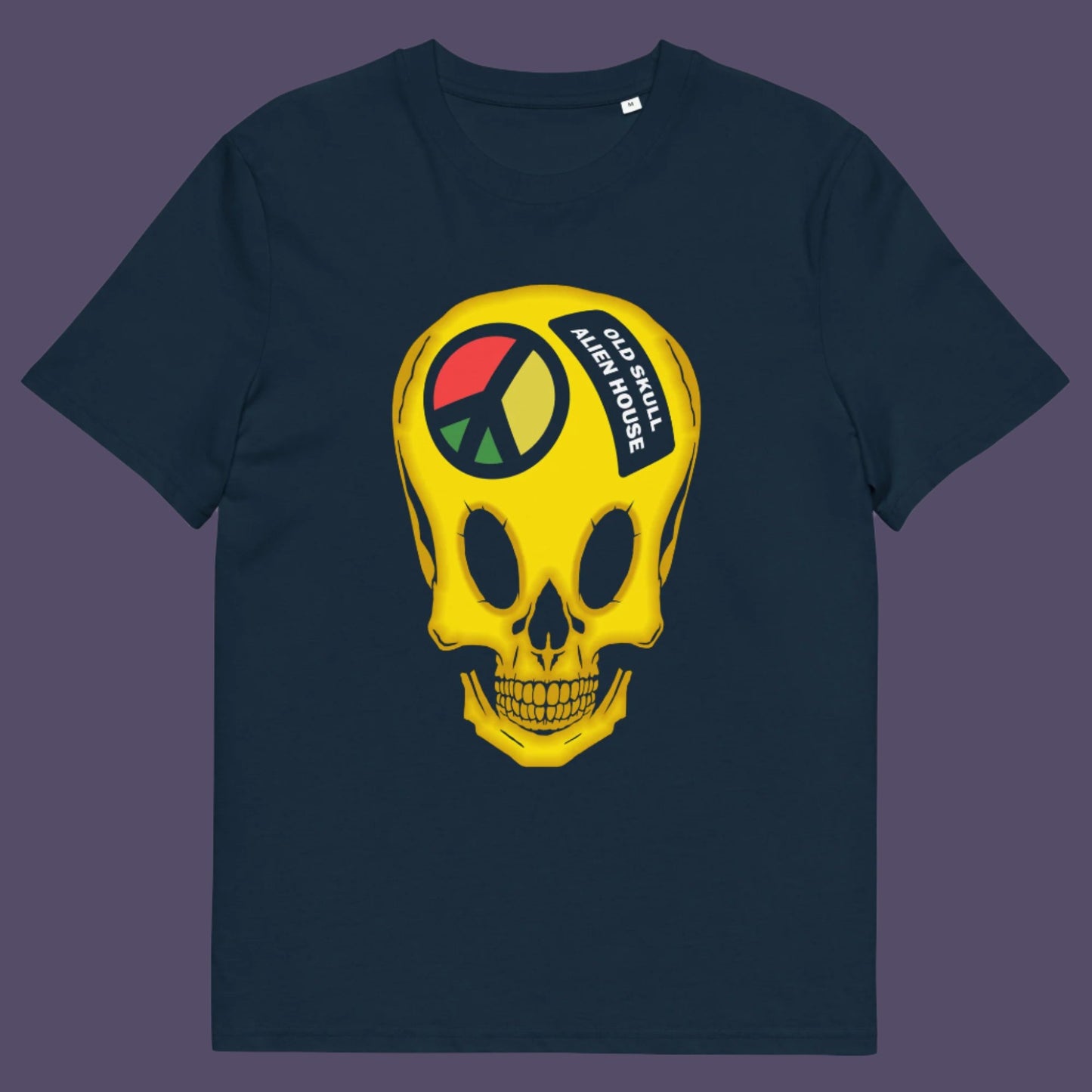 French navy t shirt. A twisted 90's acid house t shirt design. You would be forgiven for having a fuzzy memory of the 90's if you were involved in the rave scene. An old skool acid house design for people who think outside the box and love aliens. Made from 100% organic ring-spun cotton, this funny 90's acid house t shirt is unisex, high-quality, super comfy, and best of all, eco-friendly.