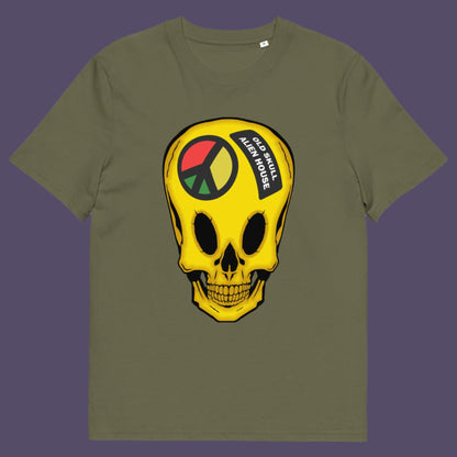 Khaki t shirt. A twisted 90's acid house t shirt design. You would be forgiven for having a fuzzy memory of the 90's if you were involved in the rave scene. An old skool acid house design for people who think outside the box and love aliens. Made from 100% organic ring-spun cotton, this funny 90's acid house t shirt is unisex, high-quality, super comfy, and best of all, eco-friendly.