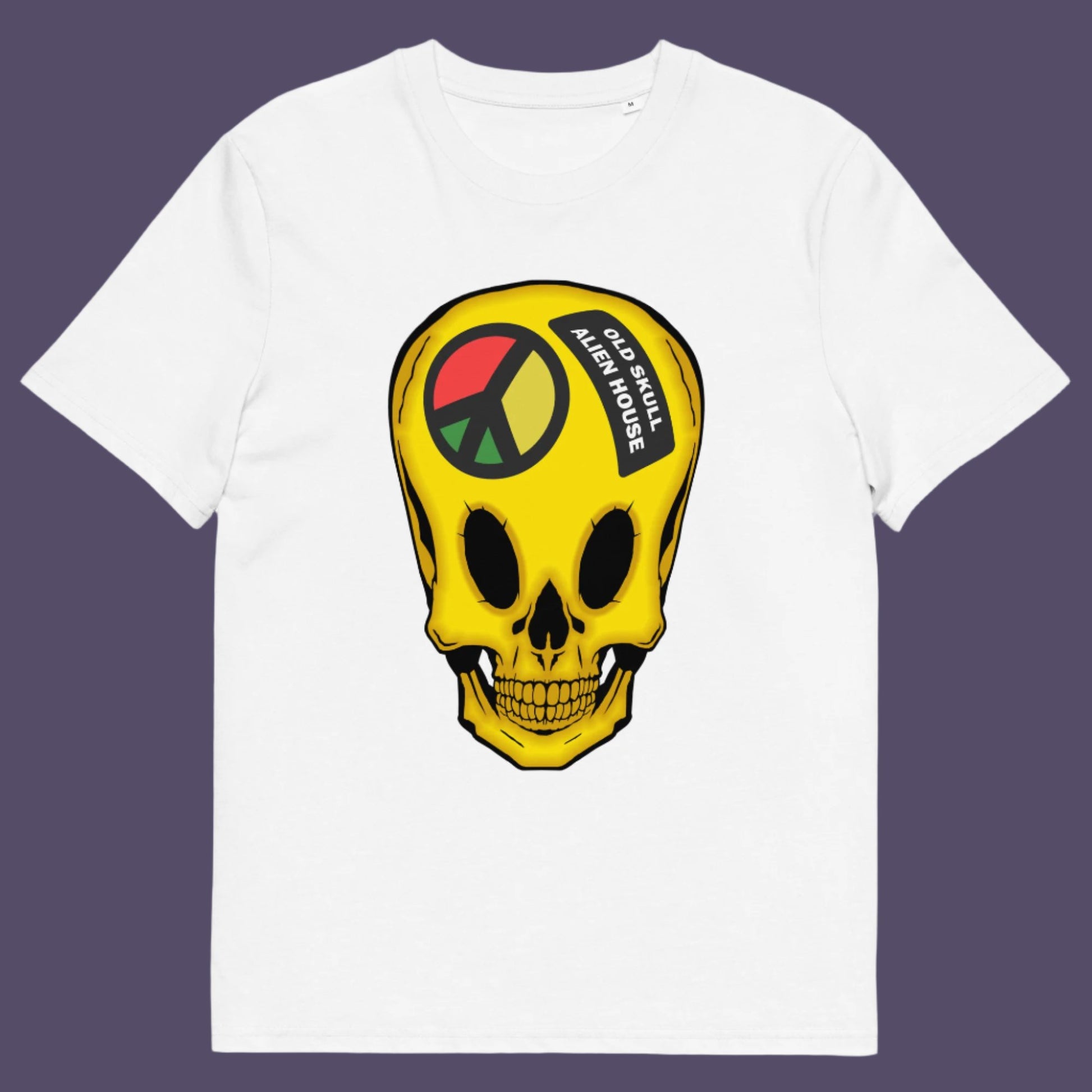 White t shirt. A twisted 90's acid house t shirt design. You would be forgiven for having a fuzzy memory of the 90's if you were involved in the rave scene. An old skool acid house design for people who think outside the box and love aliens. Made from 100% organic ring-spun cotton, this funny 90's acid house t shirt is unisex, high-quality, super comfy, and best of all, eco-friendly.