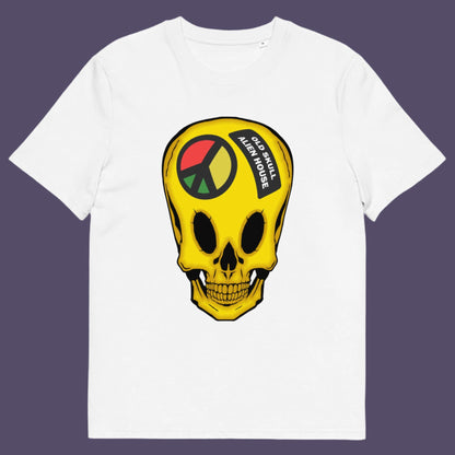 White t shirt. A twisted 90's acid house t shirt design. You would be forgiven for having a fuzzy memory of the 90's if you were involved in the rave scene. An old skool acid house design for people who think outside the box and love aliens. Made from 100% organic ring-spun cotton, this funny 90's acid house t shirt is unisex, high-quality, super comfy, and best of all, eco-friendly.