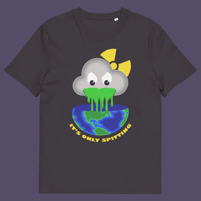 Anthracite t-shirt. A sarcastic climate awareness t-shirt. We can pretend we're not having a climate crisis but we'll pay for it later. This unique design is a dig at actionless optimism. Made from 100% organic ring-spun cotton, this environmental awareness t-shirt is unisex, high-quality, super comfy, and best of all, eco-friendly.