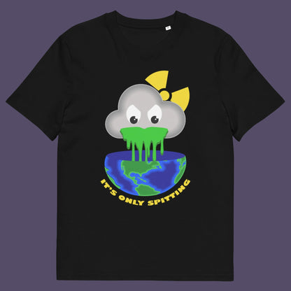Black t-shirt. A sarcastic climate awareness t-shirt. We can pretend we're not having a climate crisis but we'll pay for it later. This unique design is a dig at actionless optimism. Made from 100% organic ring-spun cotton, this environmental awareness t-shirt is unisex, high-quality, super comfy, and best of all, eco-friendly.
